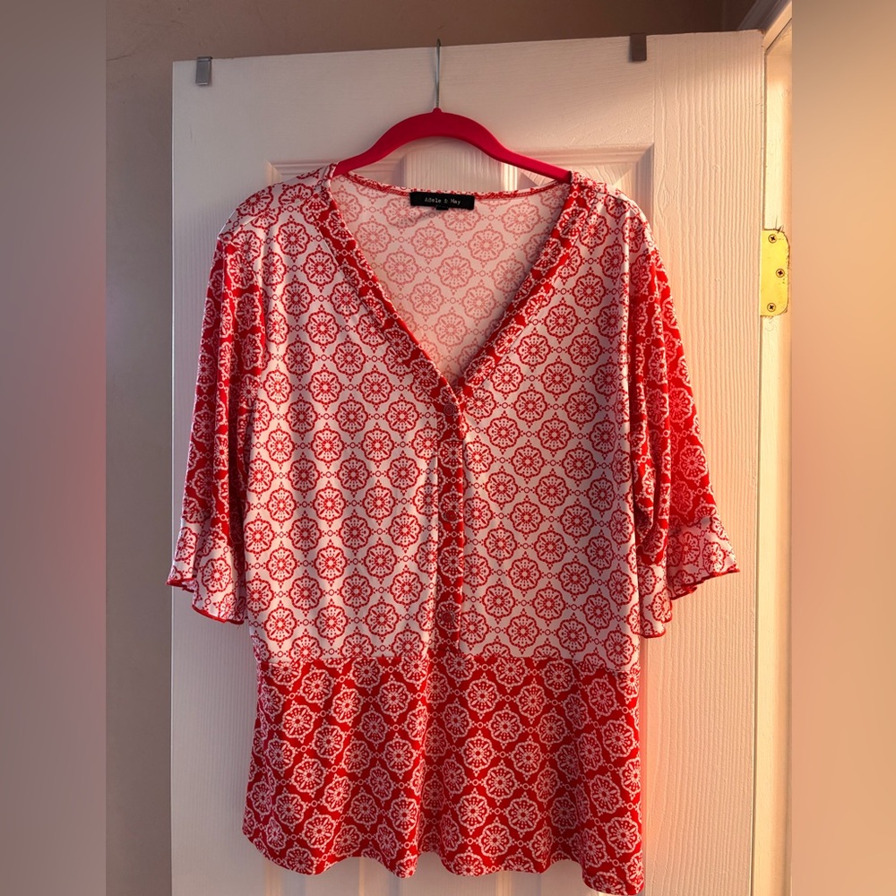 Adele & May Red and White Floral Blouse